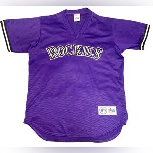 Majestic Colorado Rockies Vintage 90s Jersey Pullover NEW Mesh Purple Sz L *READ
